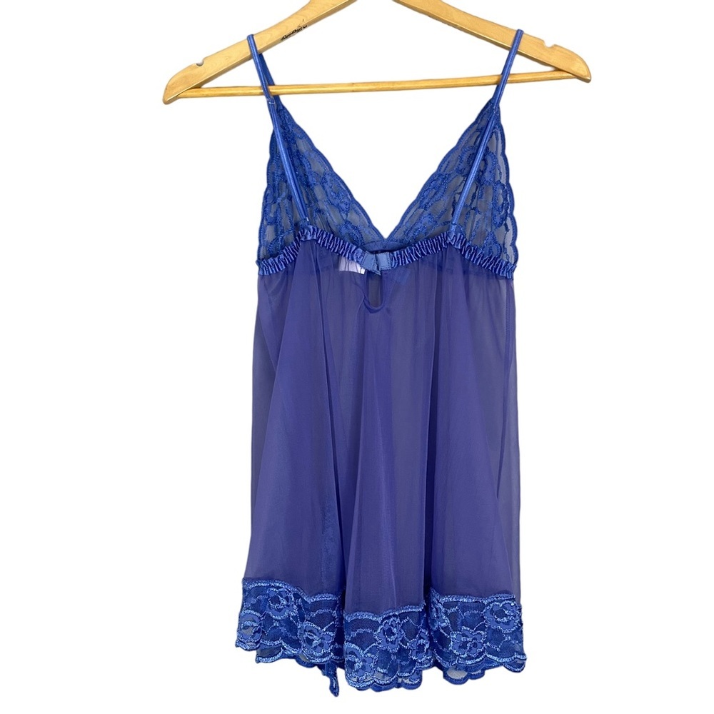 Frederick's of Hollywood Negligee Lace Slit Sophie Babydoll Bow Size Medium Sexy - Picture 2 of 9